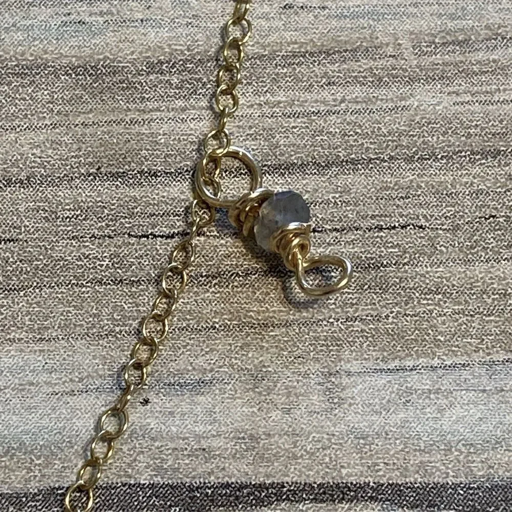 14k GF Hammered Disc Necklace 18" Chain Charm‎ Artisan Mountains Stamped Minimal - Picture 3 of 8